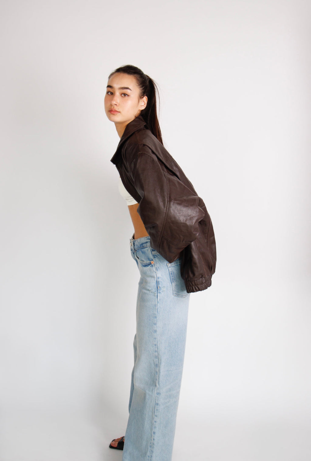 Ravelle 90’s Oversized Brown Leather Jacket