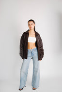 Ravelle 90’s Oversized Brown Leather Jacket