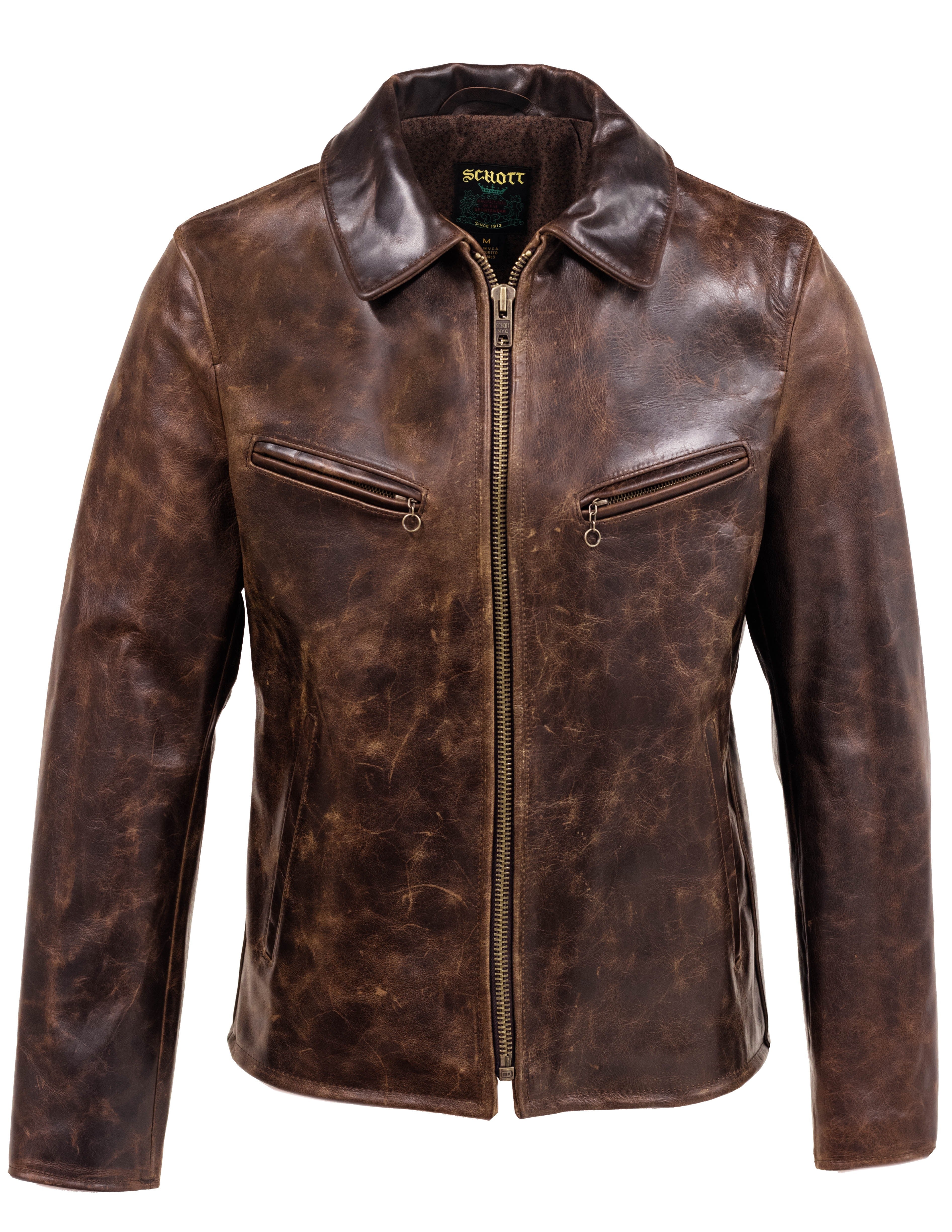 Men's Cowhide Retro Moto Style Jacket