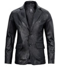 Men's Real Lambskin Black Leather Blazer Jacket — Low Stock
