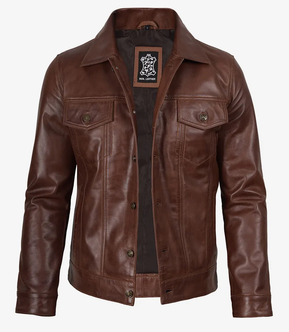 Fernando Black Leather Trucker Jacket