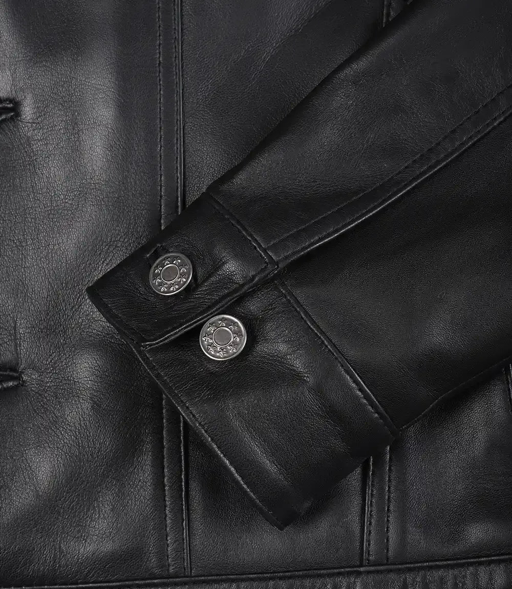 Fernando Black Leather Trucker Jacket