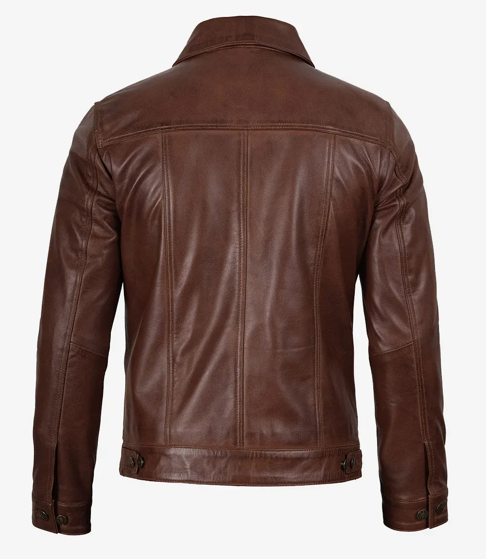 Fernando Black Leather Trucker Jacket