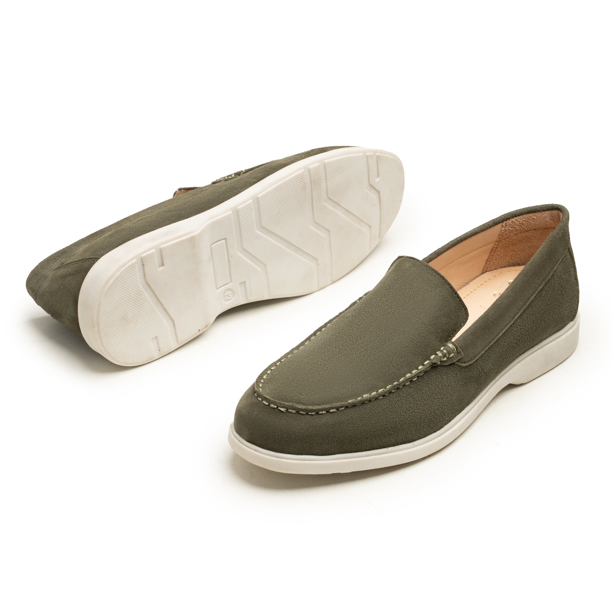 Marcelli Olive Green Suede Loafers